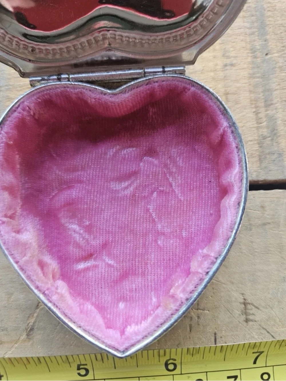 Vintage Heart Shaped Silver Tone Trinket Box 3”